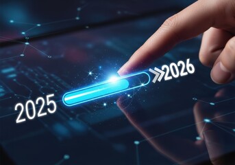 Progress bar loading to 2026, business concept of future planning and goals