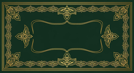 Ornate Green Frame with Gold Floral Border Design