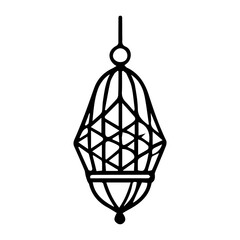 Minimalist Geometric Fanous Lantern Line Art PNG