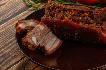 Baked pork belly with spices