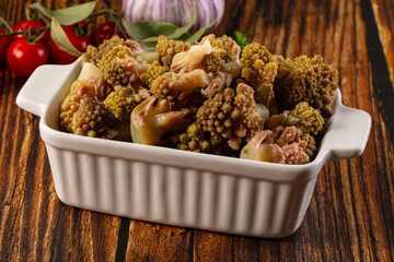 Vegan dietary steamed romanesco cabbage