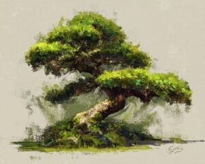 Timeless Banzai Tree: An Artistic Green Gem of Nature Perfect for Gardening and Plant Lovers