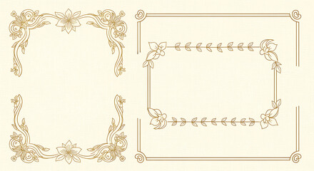 Floral Frame Designs with Botanical Elements Decorative Borders