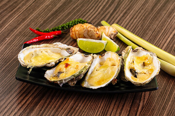 Gourmet baked oysters with cheese