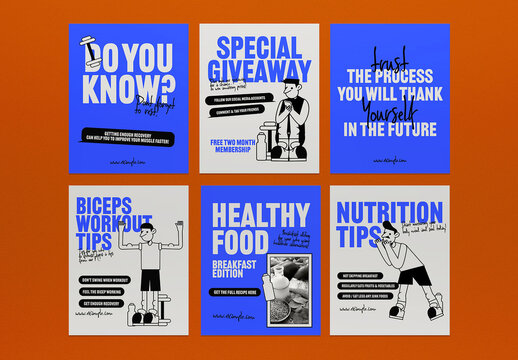 Blue Flat Design Gym Social Media