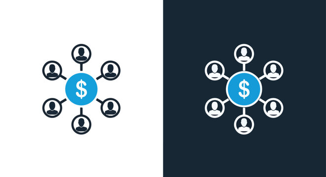 Team management and process icon - Vector icon symbol for website - Icon vector - Blue icon vector - Line and glyph solid icon and logo template