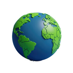 Fototapeta premium Stylized 3d earth globe with continents and oceans isolated on transparent background