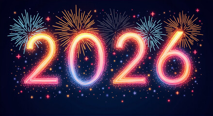 Colorful 2026 New Year celebration with fireworks, sparkles, and bright holiday energy
