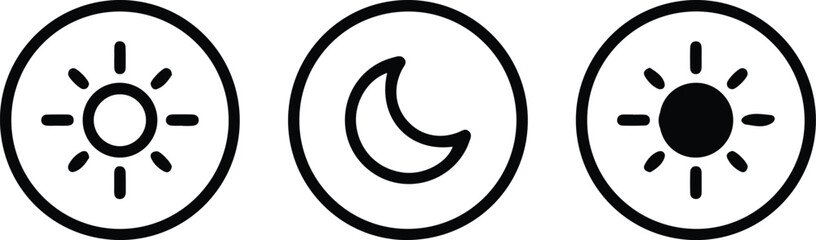 sun half moon icon set vector illustration night symbol 