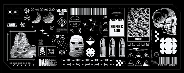 Futuristic HUD interface, big set in cyberpunk style, data panels, glitch effects, HUD, high-tech graphic elements. Vector set for interface design.  © NancyPants