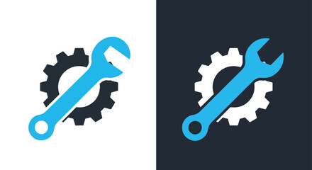 Wrench and gear service icon concept - Vector icon symbol for website - Icon vector - Blue icon vector