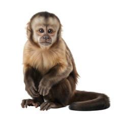 Obraz premium Small capuchin monkey sitting on a transparent background isolated on transparent background