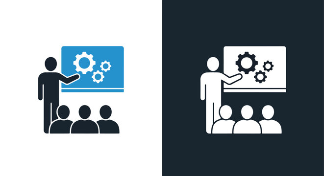 Technical skill training workshop icon - Vector icon symbol for website - Icon vector - Blue icon vector