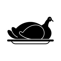 olden roasted turkey on platter cute flat icon 