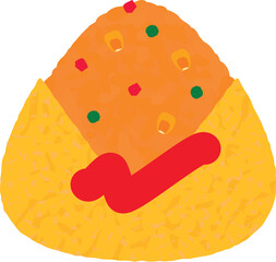 Onigiri/rice ball illustration,  Japanese  Omelette Rice / おにぎり・おむすびのイラスト  オムライス
