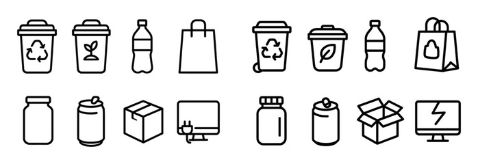 Minimalist Waste Icon Grid