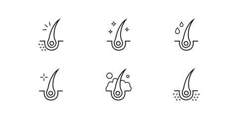 Hair and Scalp Health Icon - Hair follicle outline silhouette vector