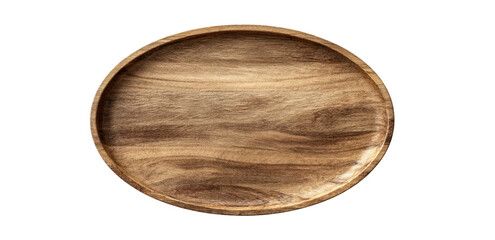 Oval wooden serving tray with visible wood grain texture