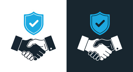 Secure business handshake partnership - Vector icon symbol for website - Icon vector - Blue icon vector