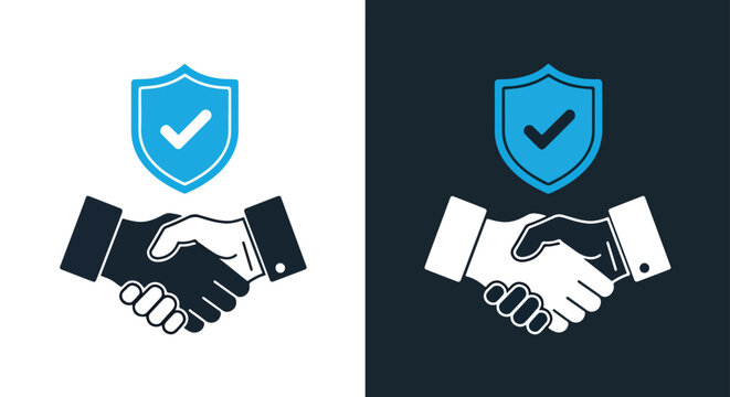 Secure business handshake partnership - Vector icon symbol for website - Icon vector - Blue icon vector