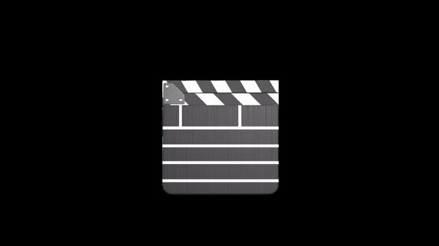 Film Clapperboard Icon on Black Background