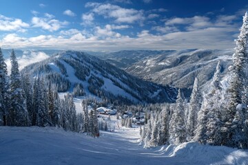 Winter Wonderland: Snow-Covered Slopes at Whitefish Mountain Resort in the Majestic Alps