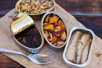 Different cans of canned