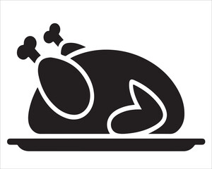 Silhouette of roasted turkey on platter vector illustration