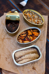 Different cans of canned