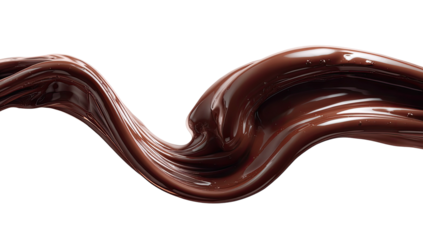 Smooth, glossy, dark liquid chocolate swirls on a black background