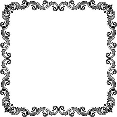 A filigree heraldic crest motif floral pattern border frame. Original design in a vintage style.