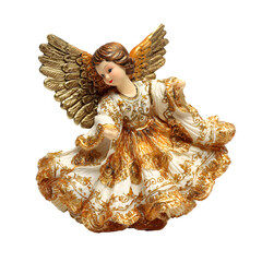 Elegant angel figurine with golden wings and ornate dress