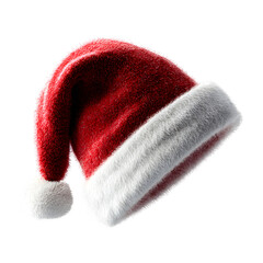 Festive santa hat with white fur trim on a clean shot