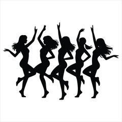 silhouettes of dancing girls