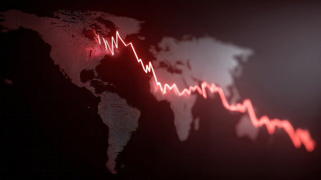 Global stock market decline ripples ominously, echoing World Savings Day themes, financial introspection ignites amidst futuristic digital chaos