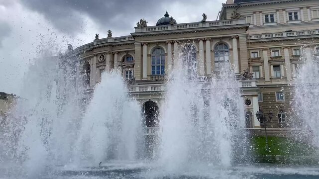 fountain in the center of the city Odesa near opera balet theatre. Ukraine