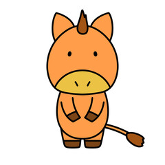 正面を向いたかわいい馬のキャラクター　イラスト