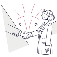 Business handshake between woman and man isolated on white