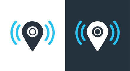 Gps location map pin signal concept - Vector icon symbol for website - Icon vector - Blue icon vector