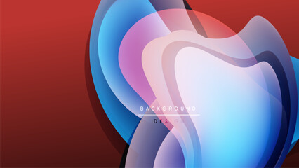 Abstract fluid shapes overlap, creating vibrant color gradients. Dark background emphasizes flowing design elements. Modern, dynamic composition.