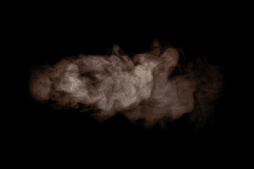 Realistic brown dust cloud isolated on black background, perfect for photo editing, explosion effects, digital art, and cinematic overlays High-resolution dust texture ideal for creative visual design