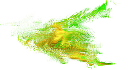 Abstract green and yellow brush strokes on white background