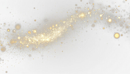Shiny golden sparkle line with glowing star flare, vibrant glitter, and dust texture. Isolated PNG for festive Christmas card, New Year disco background, or elegant decoration overlay.