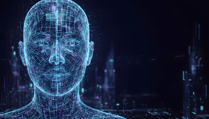 Futuristic AI Identity Concept with Copy Space