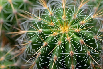 Green cactus showing sharp spines protecting plant