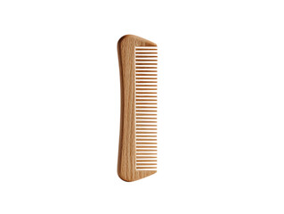Eco friendly wooden hair comb isolated on black. Natural beauty product.