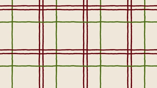 Animated Christmas gingham plaid background loop, red and green festive motion pattern