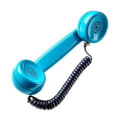Vintage style turquoise phone handset isolated on black.