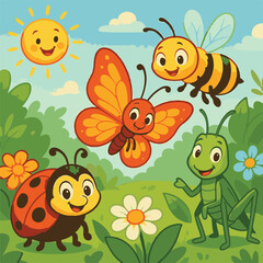 cartoon vector images of insects