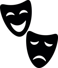 Theater masks comedy tragedy emotions drama performance art vector